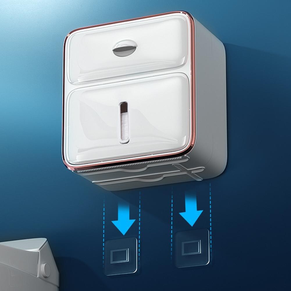 Wall Mounted Toilet Paper Holder Waterproof Tray Roll Tube Toilet Paper Storage Box Tray Tissue Box Shelf Bathroom Product