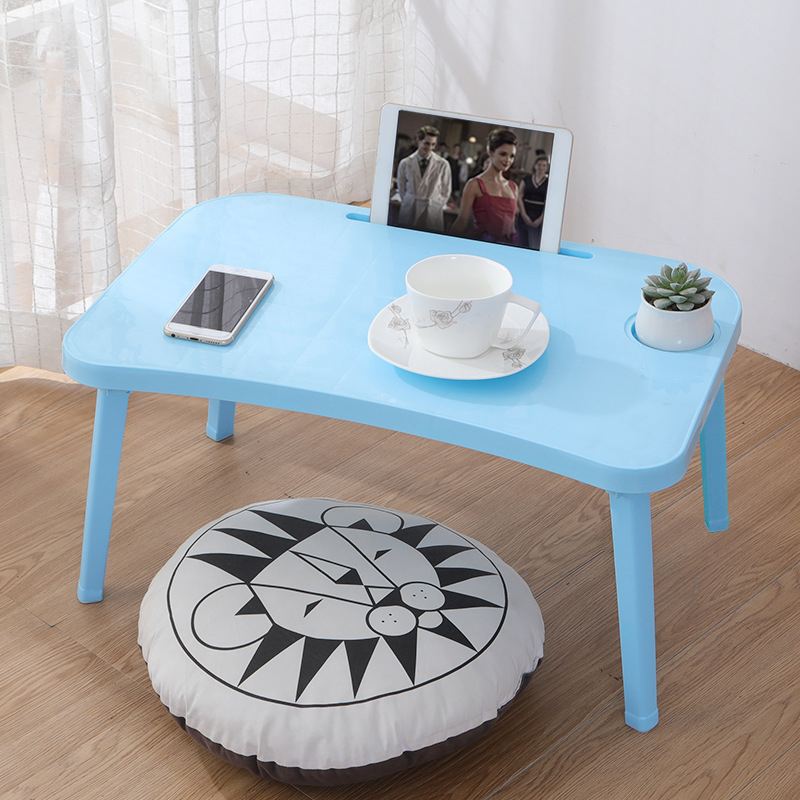 Ontbijt Serveren Bed Trays Verstelbare Opvouwbare Met Flip Top En Benen Computer Bureau Stand Folding Laptop Tafel Notebook Bureau: BLUE