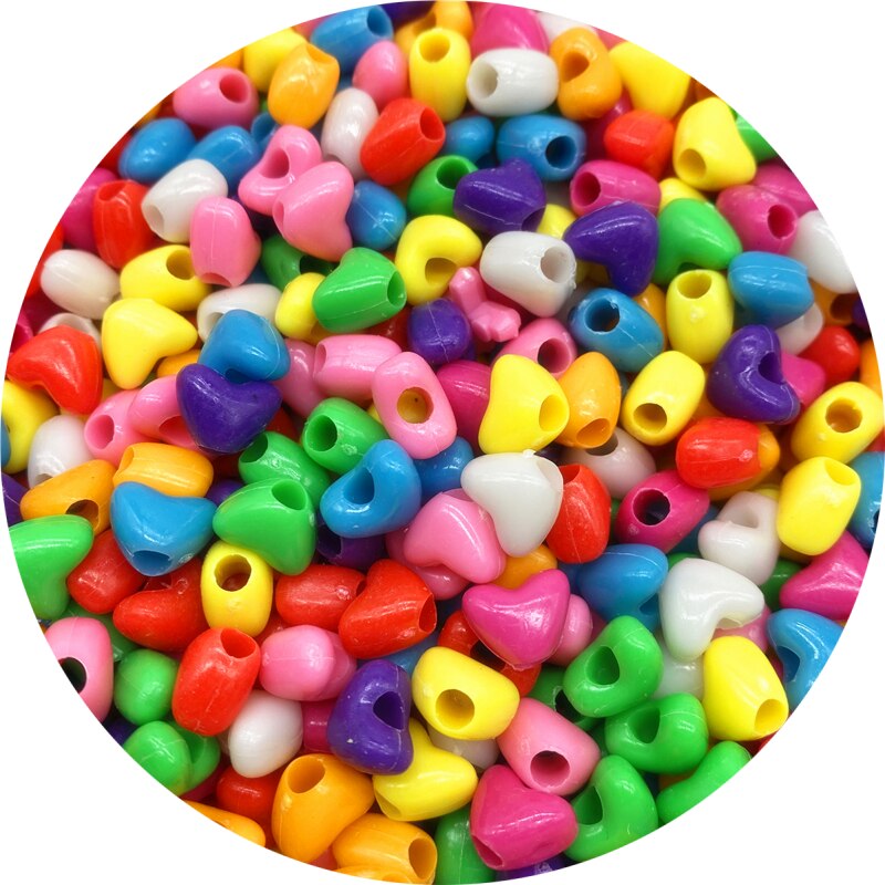 50 stk 10mm store hul akrylperler hjerteformede perler med mellemrum til smykkefremstilling gør-det-selv charms armbånd halskæde tilbehør: 10