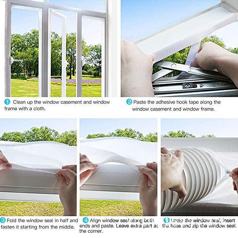 Plaque de tissu de verrouillage de 3M – 5.6M, pour climatisation, déflecteur souple, fenêtre anti-moustique, porte coulissante pour climatiseur mobile