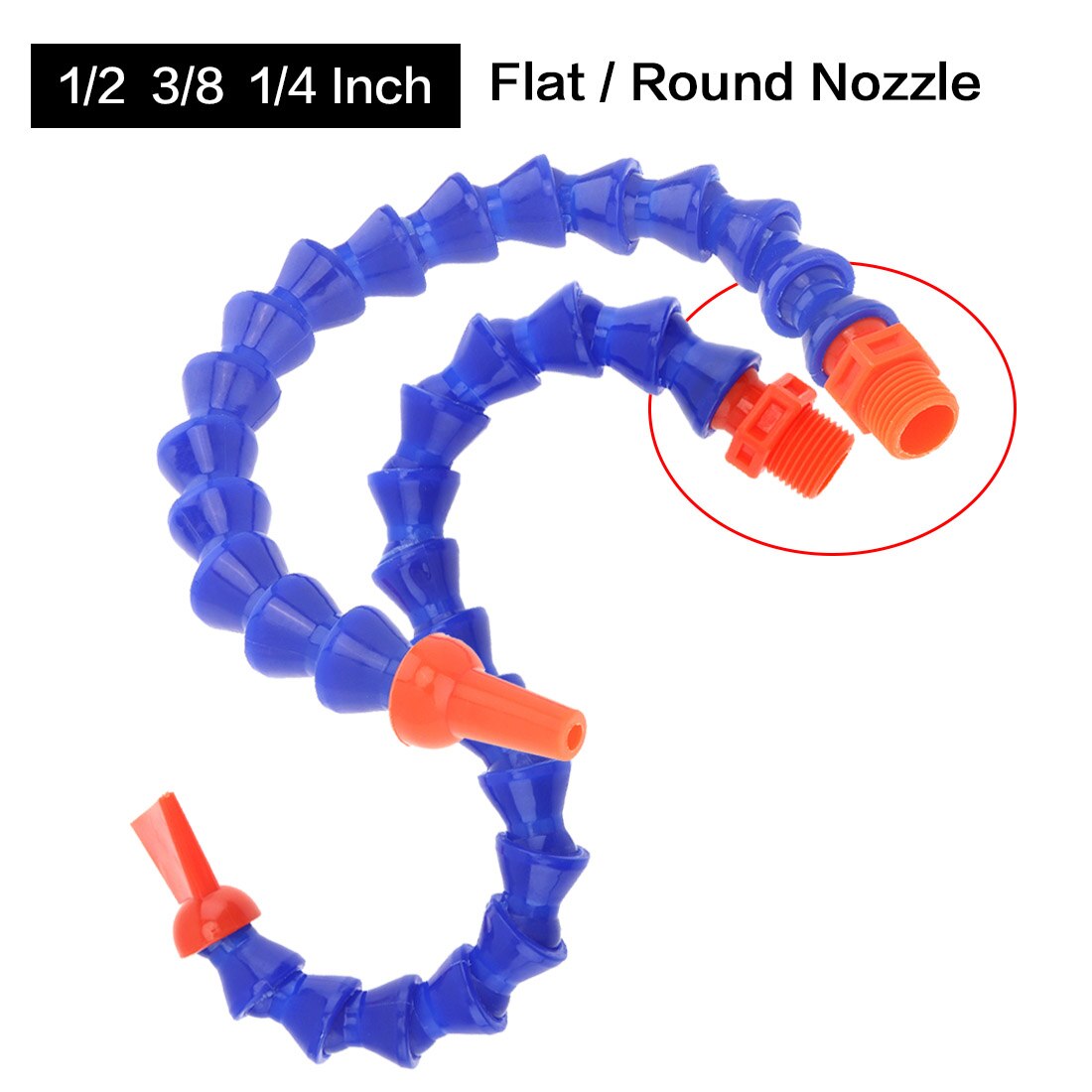 Manguera Flexible de plástico para refrigeración de aceite y agua, tubo refrigerante con boquilla de cabeza plana/redonda de fresado para torno CNC, 1/4, 1/2 y 3/8 pulgadas
