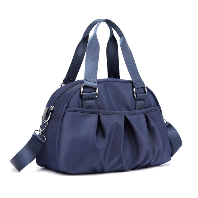 Skuldervesker til kvinner rynker crossbody-vesker kvinnelige håndvesker nylon damer budbringer bag tote veske: Marineblå
