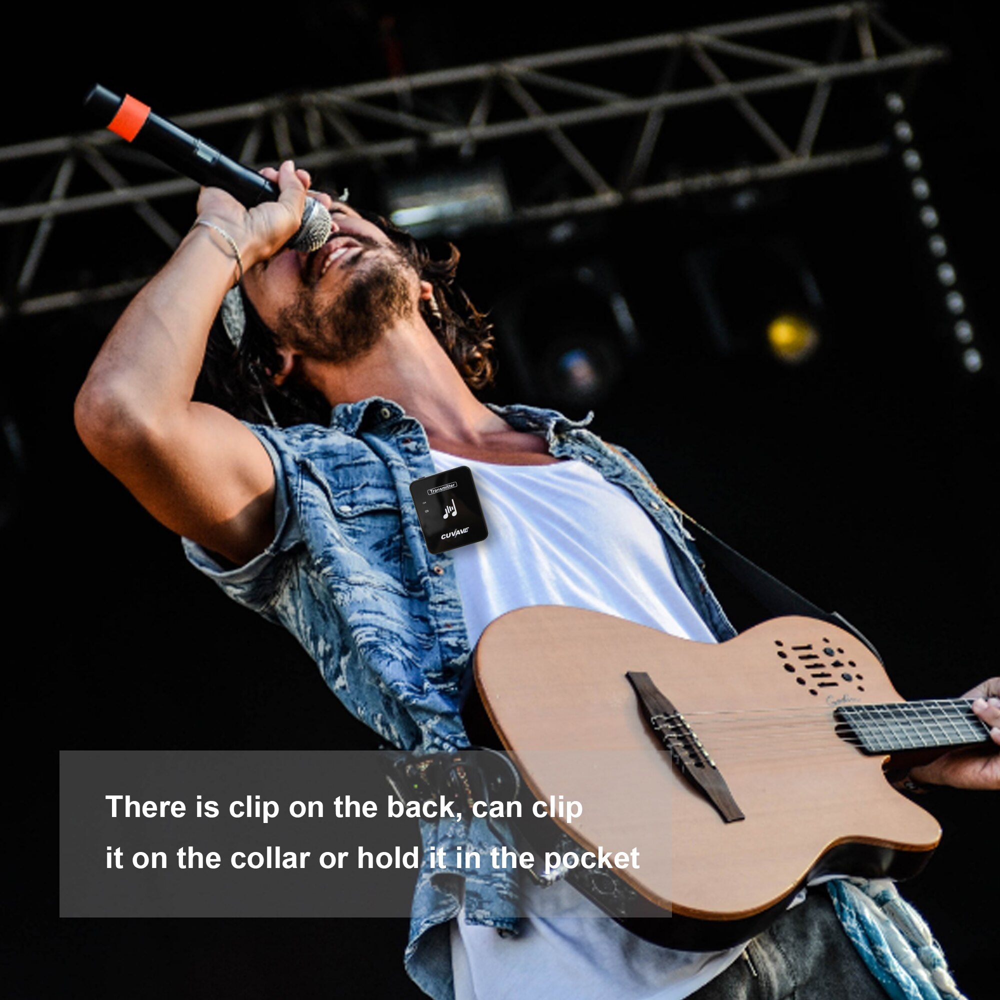 Wireless in-Ear Monitor System Transmitter and Receiver With Clip for Studio Band Rehearsal