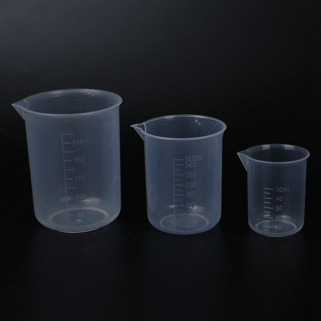 50 150 250 Ml Laboratorium Transparante Plastic 3 Pcs Maatbeker Maatbeker Hulpmiddel