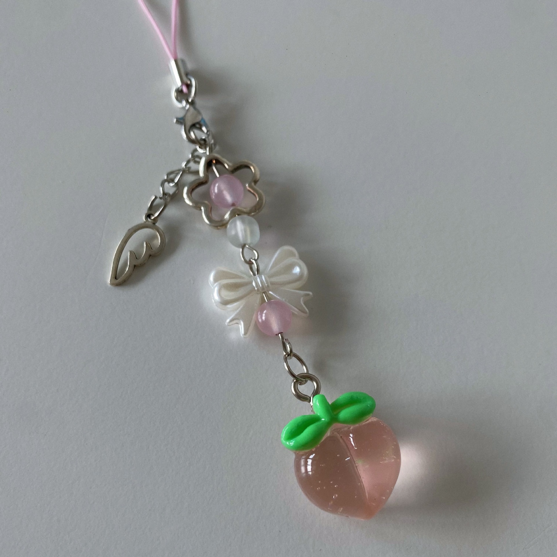 Bonito rosa claro pêssego chaveiros transparente geléia fruta chaveiro y2k kawaii bagpack iphone acessórios estéticos para menina: Preto