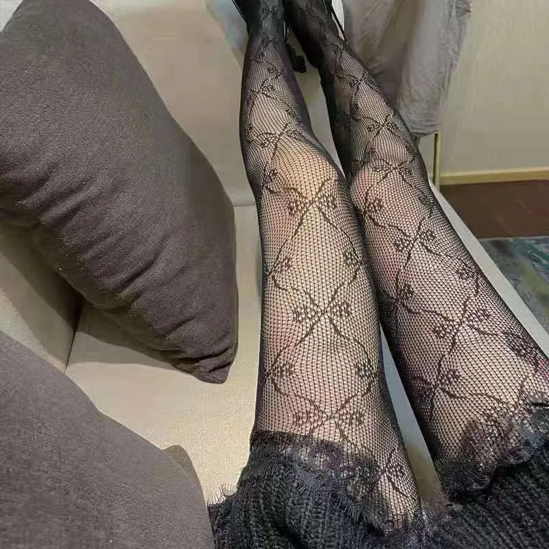 Nuevas medias bordadas de malla con lazo, pantimedias inferiores para mujer, medias sexis de nailon con lazo, medias caladas de estilo Punk a la