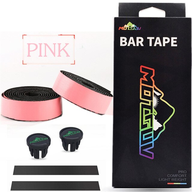 Motsuv guidoline de vélo anti-vibrations pu eva courbée vélo route vélo bandes course respirant antidérapant guidon ceinture wrap: Rose