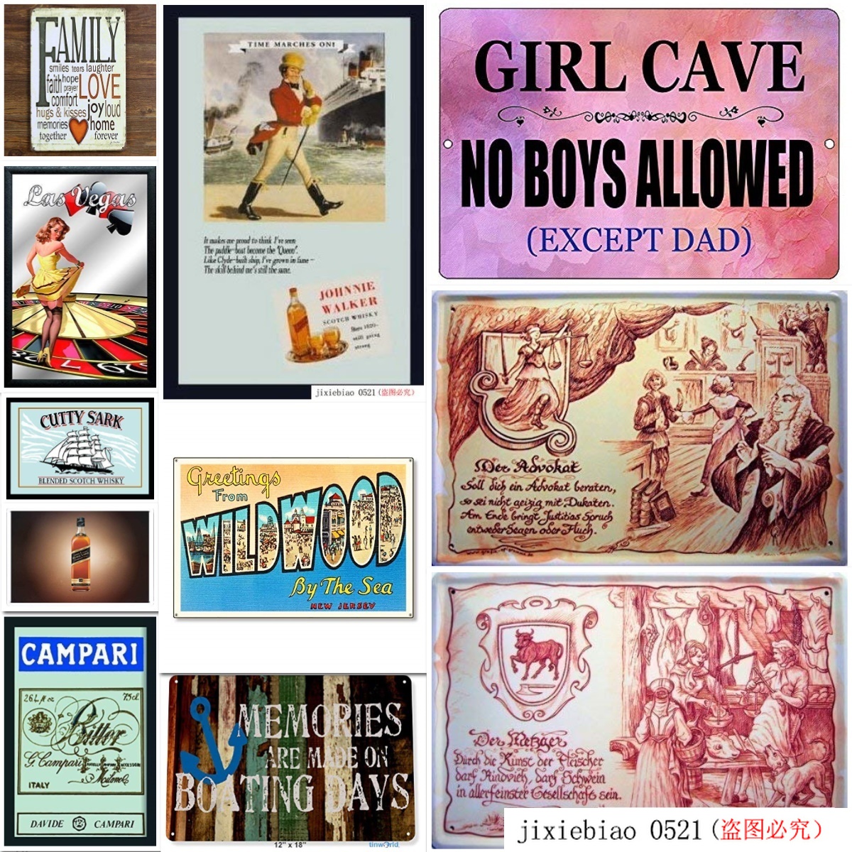 Tin Sign Aluminum Funny Girl Cave Metal Bar Daughter Pink No Boys Allowed Bedroom Door Outdoor & Indoor Sign Wall Decoration