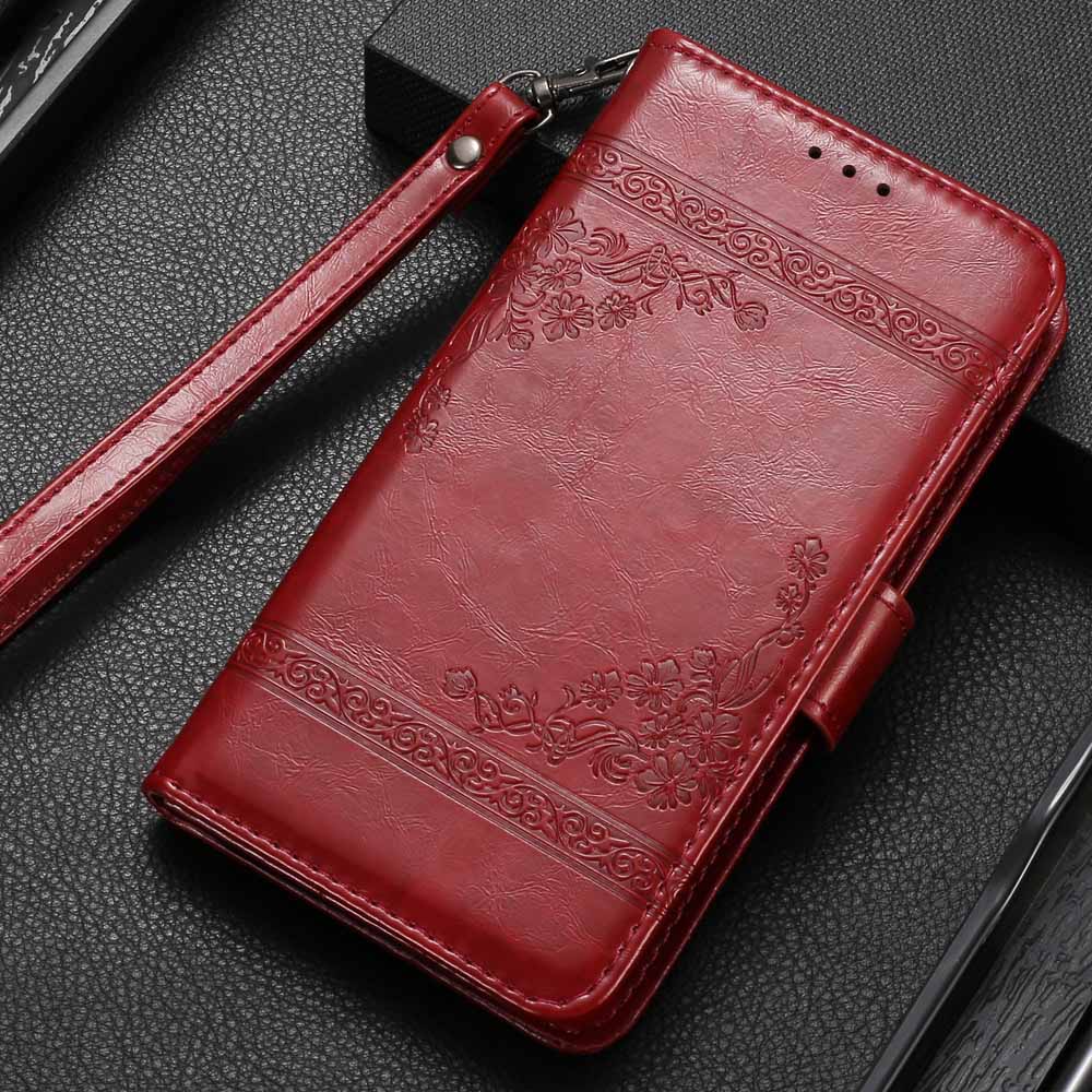 Vintage Wallet Flip Case for Digma LINX Trix 4G Case with Strap Stand Luxury PU Leather Cover Case Fundas: Y Red