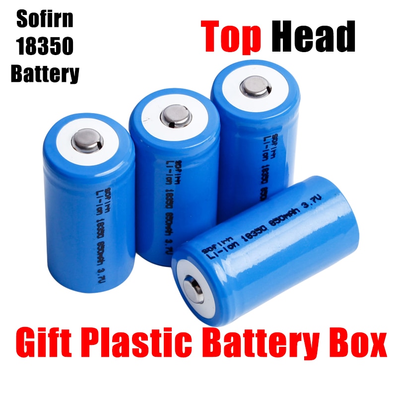 Sofirn ICR 18350 850mah 3.7V Rechargeable 5C Discharge Battery Lithium Cells 18350 ICR Button top batteries for flashlight