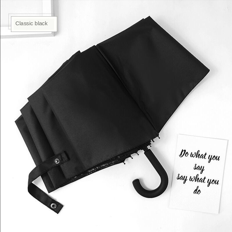 Black&amp;white Dot Umbrella Rain Women Uv Hook U-shape Curved Handle Umbrella For Women Windproof Umbrellas: manual-pure black