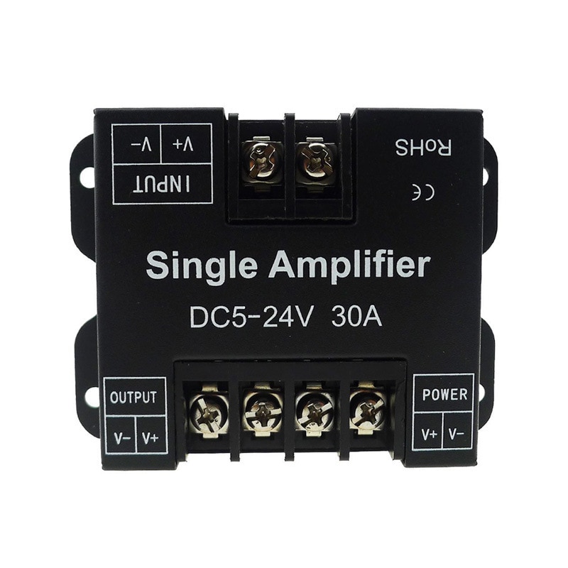 30A LED Strip Amplifier DC5-24V Single High Speed Amplifier for Single Colour LED Strip Power Repeater Console Controller.