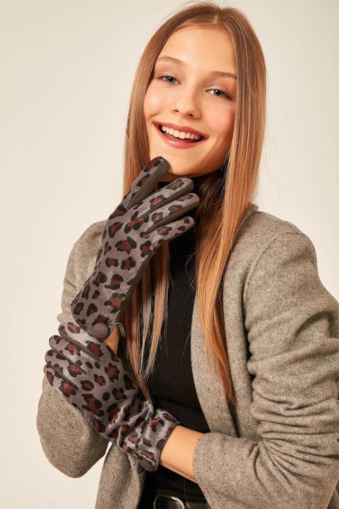 12936 luipaardmotief touch grijze suède handschoenen yl