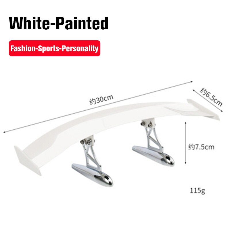 Universal Car Modified Rear Wing Carbon Fiber Painted Car Rear Spoiler Small Car Trunk Exterior Wing Parts Car Styling: White-Painted