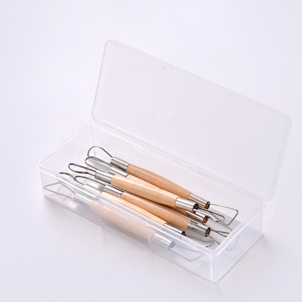 Pottery tools 6sets of double-headed flat wire knife pottery commonly used trimming knife ultra-light clay model sculpture knife: 1set box