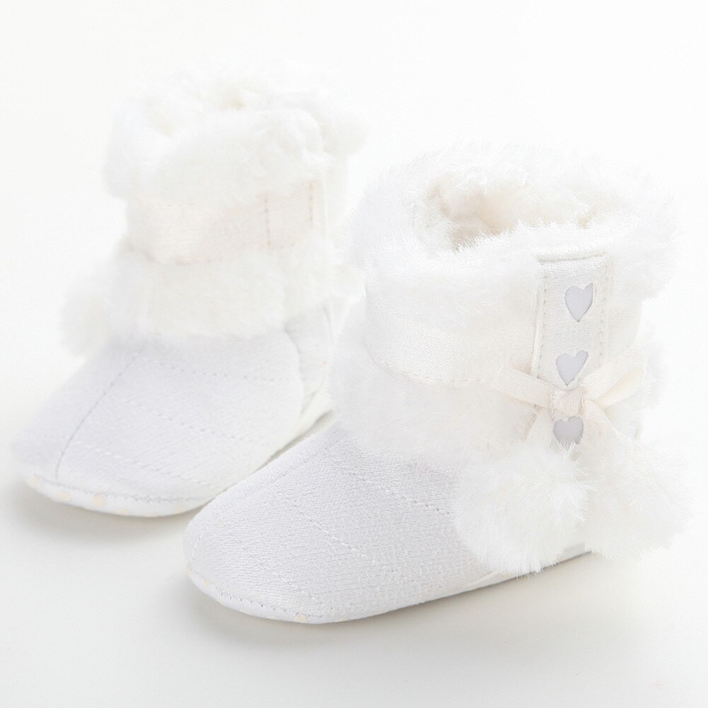 Schattige Baby Meisje Schoenen Winter Warm Peuter Soft Sole Katoen Snowboots Schoenen Baby Meisjes 0-18M: WHITE / 7-12 Months