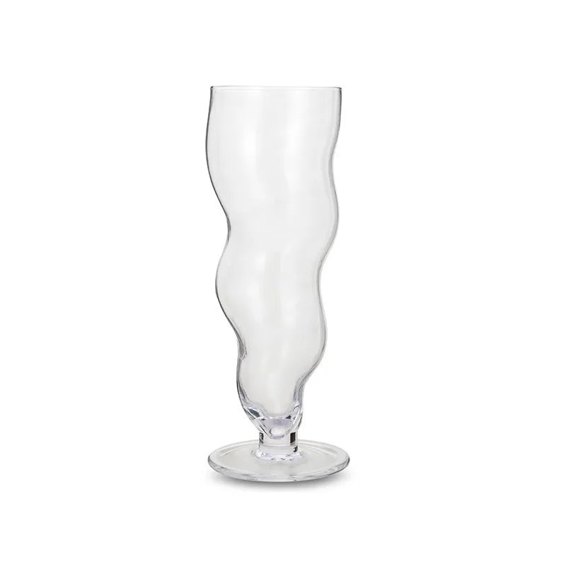 1pc 18oz bølget buet glaskop gennemsigtig tyk glastumbler personlighed kold drik juice kaffekrus genanvendeligt glas: Default Title