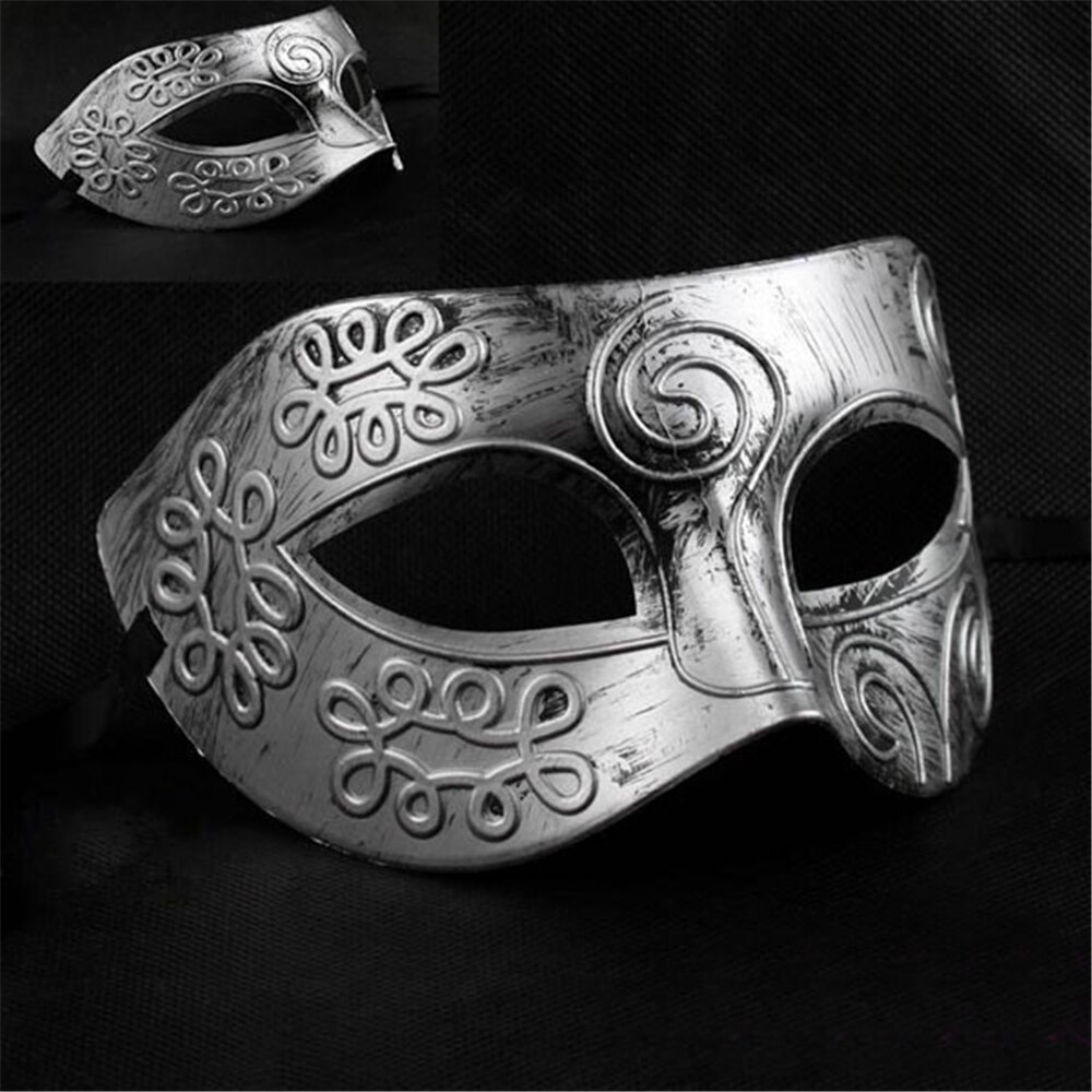 ANGRLY Cool Volwassen Mannen Griekse Romeinse Fighter Masquerade Gezicht Masker voor Fancy Dress Bal/Gemaskerd Bal/Halloween Party (zilver)