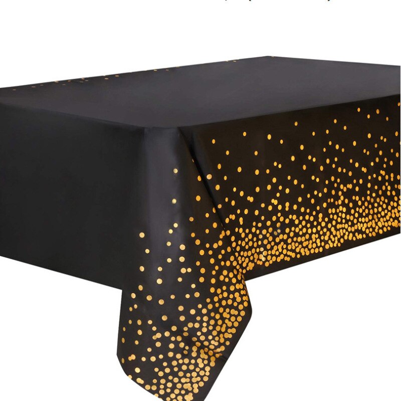 Wegwerp Gold Dot Gilded Tafelkleed Rose Goud Plastic Tafelkleed Kids Verjaardagsfeestje Decoratie Bruiloft Baby Shower: Black