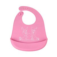 Cartoon Drucke Kinder Silicon Lätzchen Baby Lätzchen Kinder der Sommer Einstellbar Wasserdicht Bib Baby Fütterung Werkzeuge Jungen Mädchen Lätzchen schürze: pink rabbit