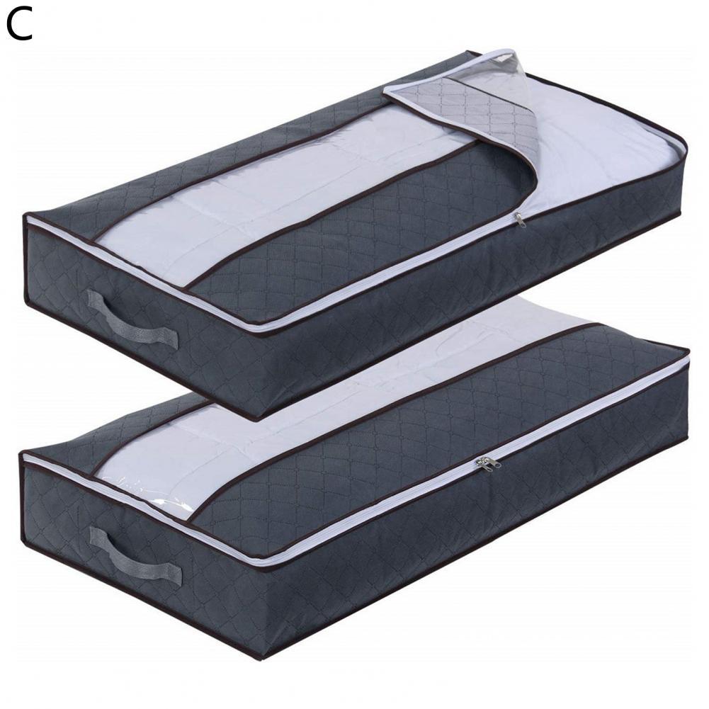 Sac de rangement de lit pliable en tissu Non tissé, organisateur de couverture à forte charge pour la maison, grande capacité 2 pièces: C