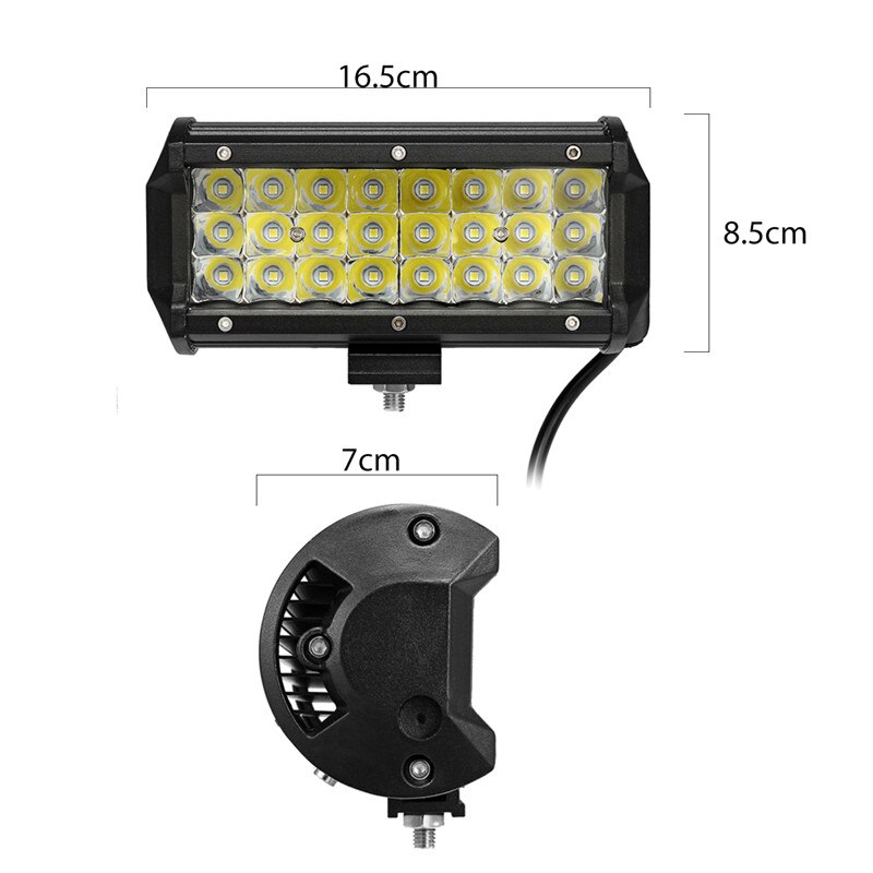72W LED Work Light Spot Lamp 12V 7 Inch 6000K Super Bright 24 LED Spotlight Lighting