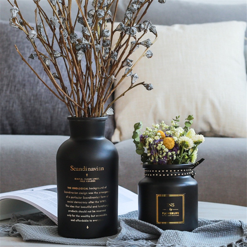 nordisch Schwarz/Weiß Glas Vasen Hydrokultur Pflanze Blume Wohnkultur für Blume Strauß mit Vase Hochzeit Tisch Dekoration
