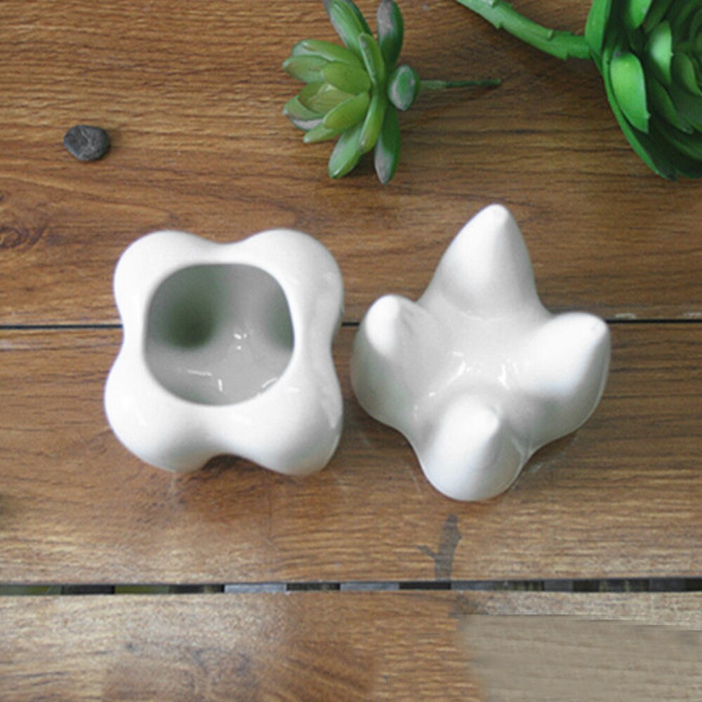 White Ceramic Fleshy Small Flowerpot Tooth Shape Table Plant Pot Home Decoration Tooth-Shaped Desktop Ceramic Flower Pot