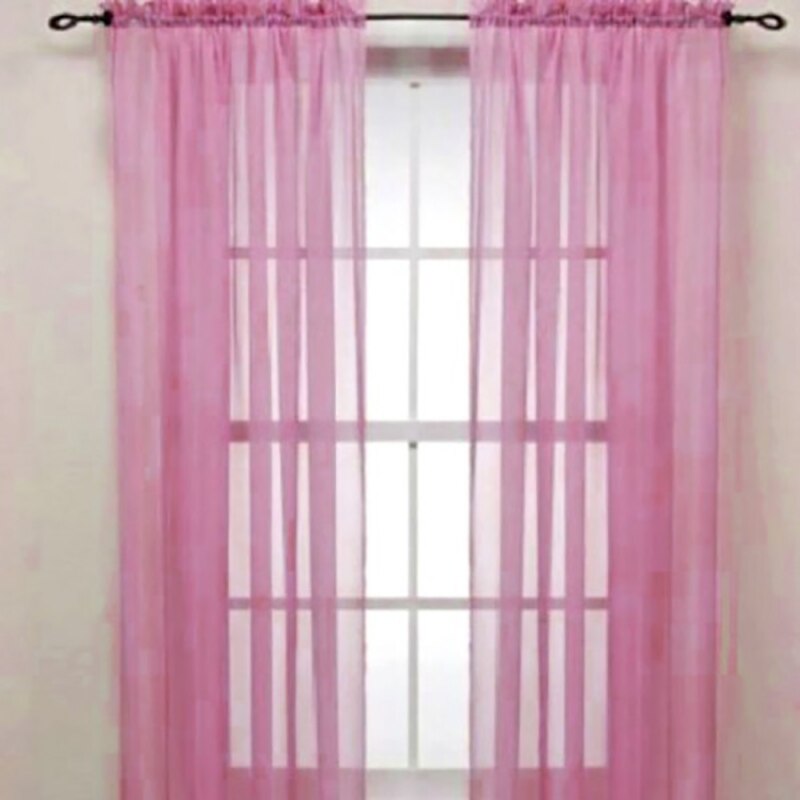 Enfärgad voile skir gardin panel fönstergardiner 100*200cm rosa gula: No3