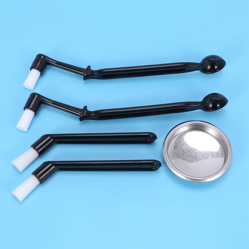 Coffee Machine Cleaning Set, 4 Pieces Coffee Machine Brush with Spoon and 1 Piece 58 Mm Stainless Steel Back Flush Insert Metal