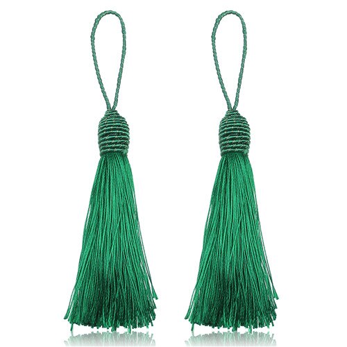 10 st/lot 13 färger 15cm långa siden tofs fransar hängen kinesiska knut tofsar för gör-det-själv smycken halsband tillverkningsmaterial  f4000: Gröna tofsar