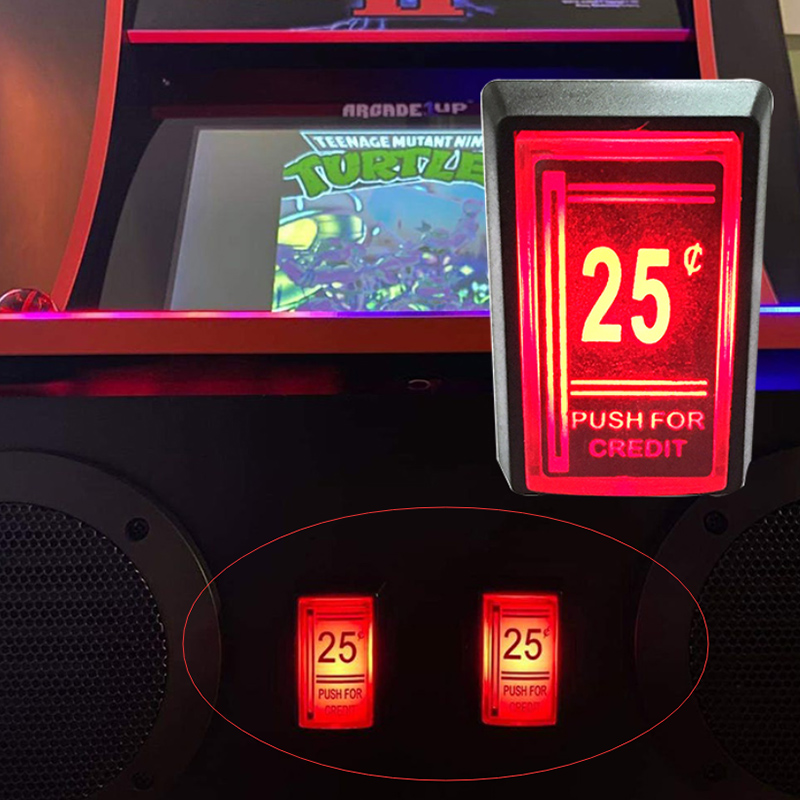 1 Stück 25 Cent rot drücken für Kredit Arkade Münzspiel LED drücken Taste mit Mikroschalter