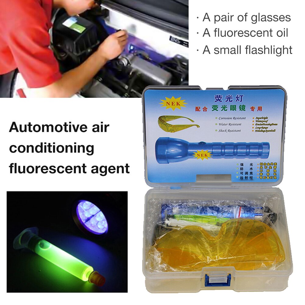 Automobile Fluorescent Leak Detection Tool Auto Air Conditioning Repair Tool R134a Refrigerant Gas A/C Leak Test Detector