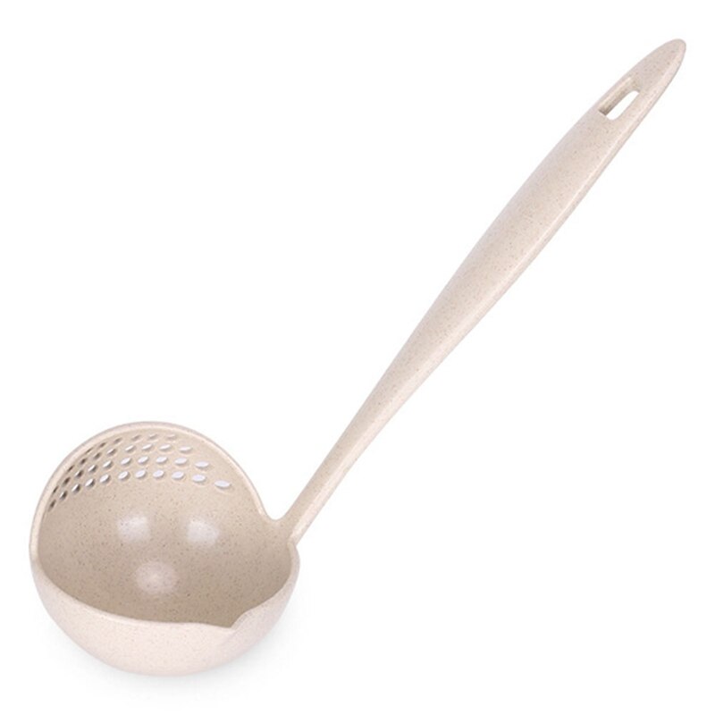 Louche cuillère à soupe en plastique | 2 en 1 à Long manche, passoire de cuisine, cuillère de cuisine, ustensiles de table: BG