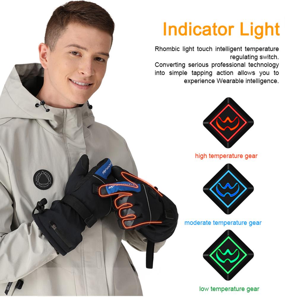 Unisex Heated Gloves Motorcycle Gloves Battery Powered Electric Heat Gloves Waterproof Winter Thermal Riding Skiing Gloves