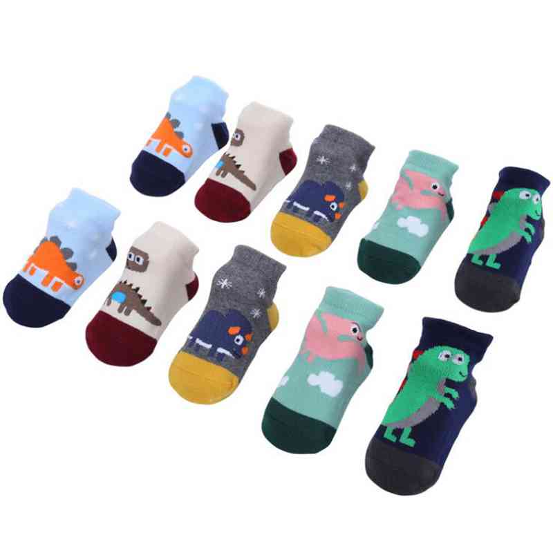 5Pairs/Lot Cute Baby Socks Cartoon Dinosaur Cotton Soft Newborn Socks Toddler Boys Girls Anti Slip Socks Spring Winter