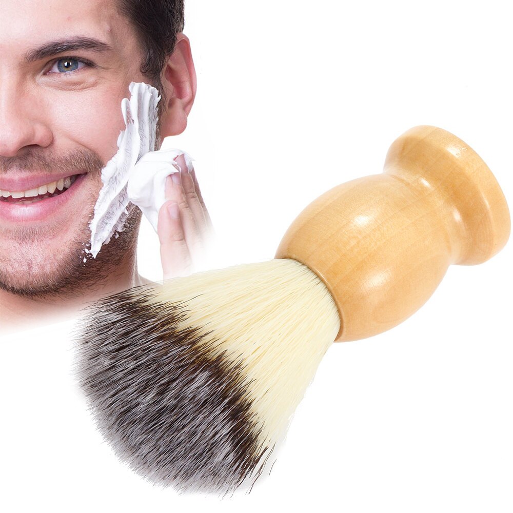 ELECOOL hommes blaireau avec manche en bois pur Nylon pour hommes visage nettoyage rasage masque cosmétiques outil