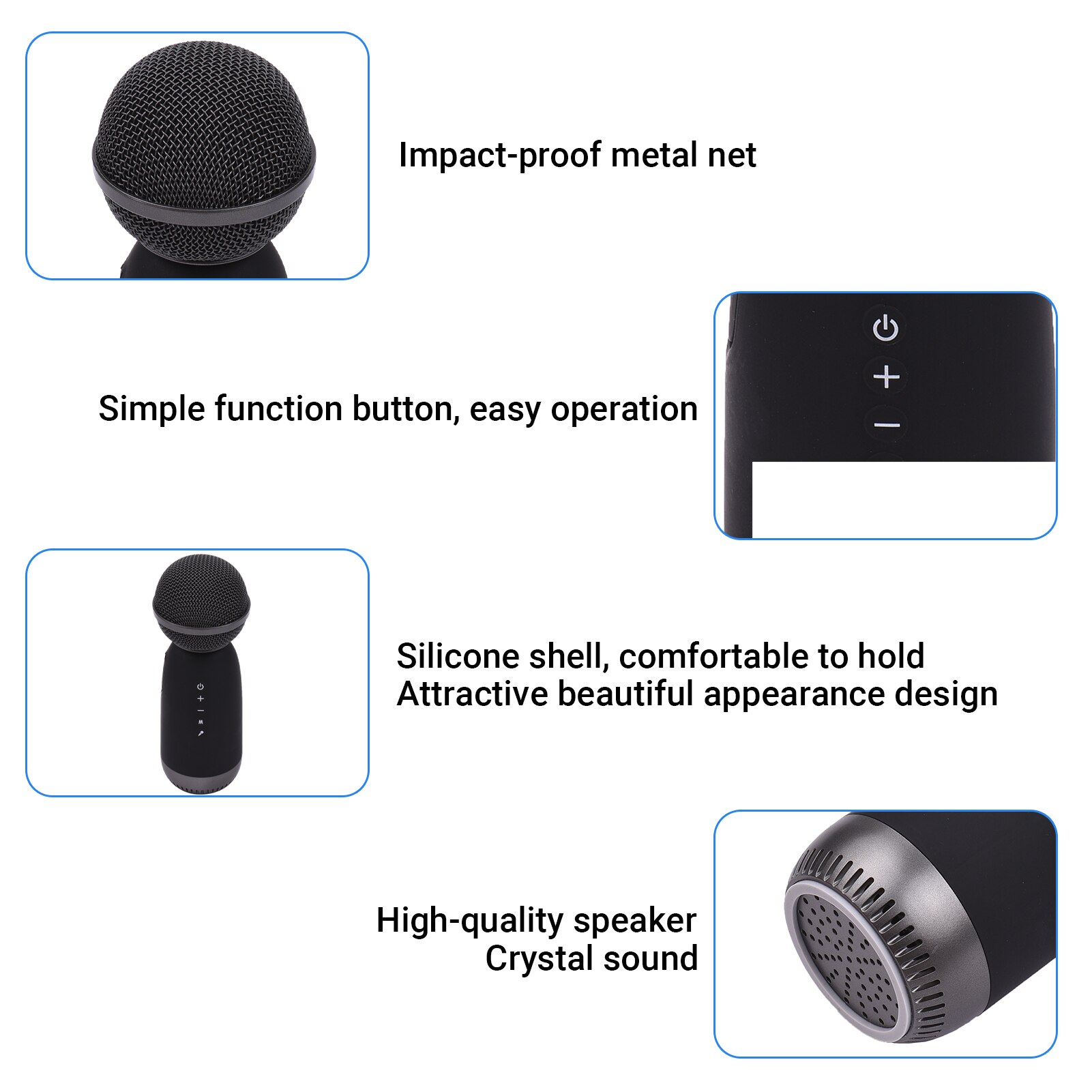 Ammoon-micrófono inalámbrico BT MC-001, dispositivo portátil de Karaoke con altavoz incorporado, Compatible con tableta y teléfono inteligente