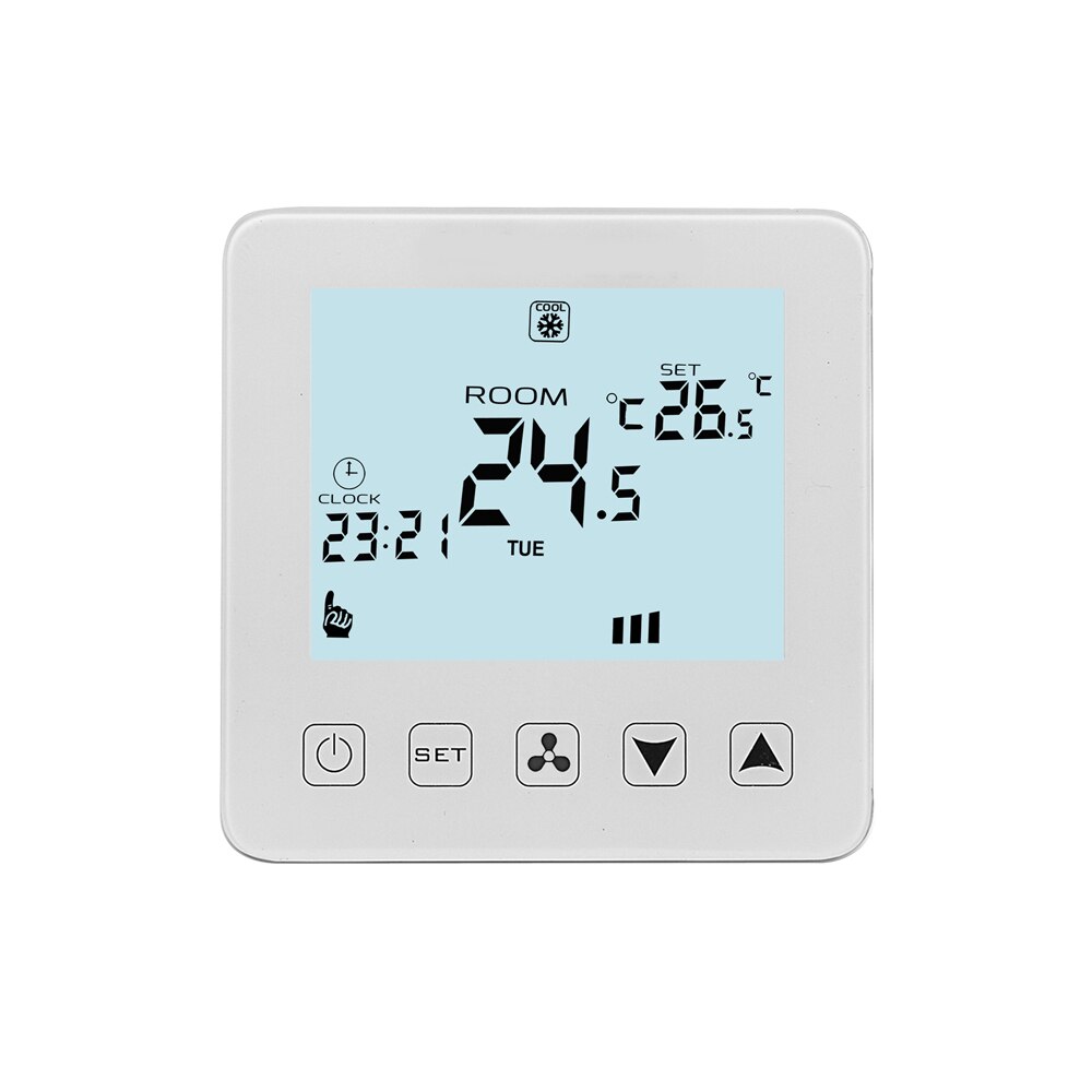 Programmable 2P 4P thermostat with cooling,heating,ventilation: W08AC-4-4P