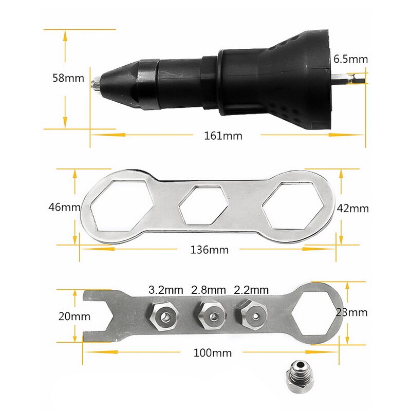 Herramienta para remachar tuercas, suministro de remachado inalámbrico, adaptador de taladro eléctrico, accesorios de inserción, remache, tuerca, taladro