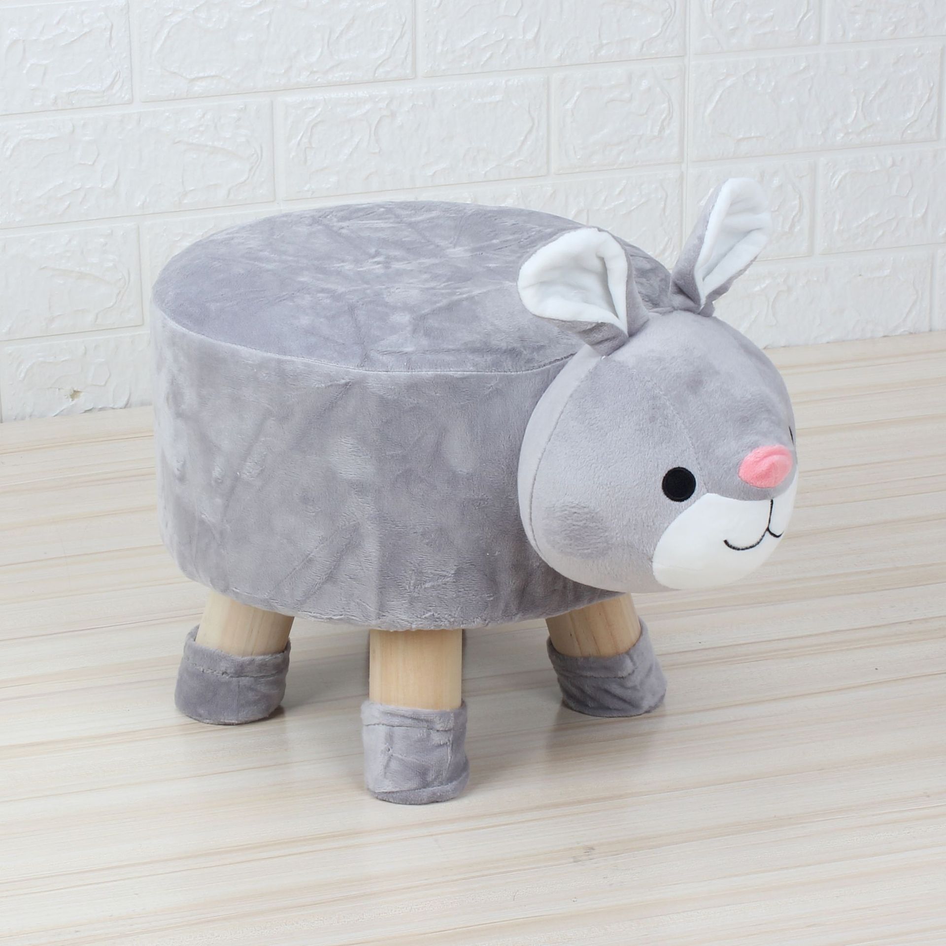 Cartoon Animal Stool Solid Wood Children's Coffee Table Home Small Sofa Removable and Washable Panda Lamb Elephant Cow: Bunny
