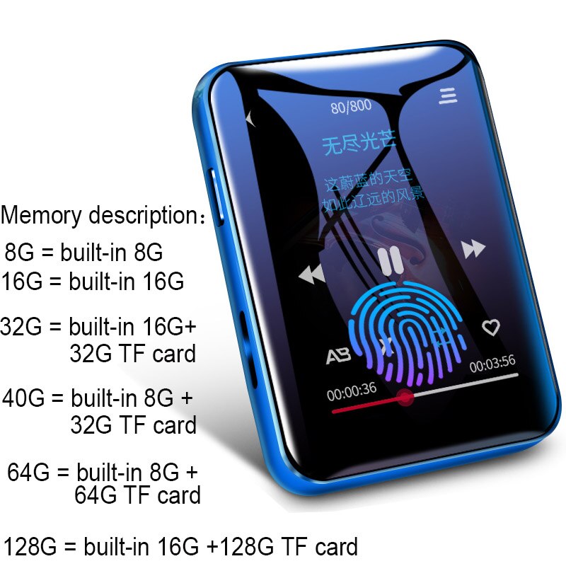 Lecteur MP4 Bluetooth à écran tactile, 8 go 16 go, lecteur de musique avec Radio FM, vidéo, E-book MP3 avec haut-parleur, nouveauté