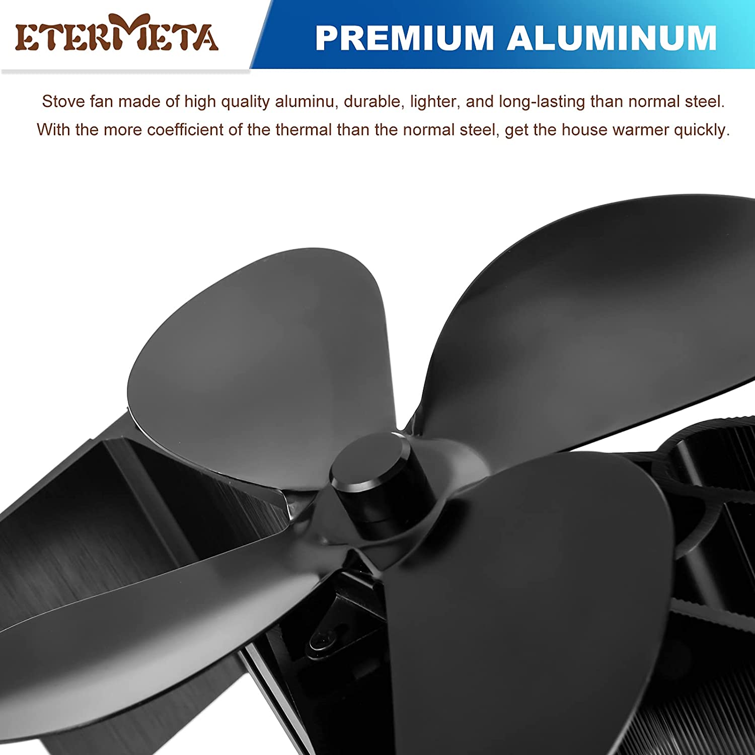 1set 4 Blades Heat Powered Stove Fan Thermometer Fireplace Fan tools Log Wood Burner Eco fan Quiet Home mini blower