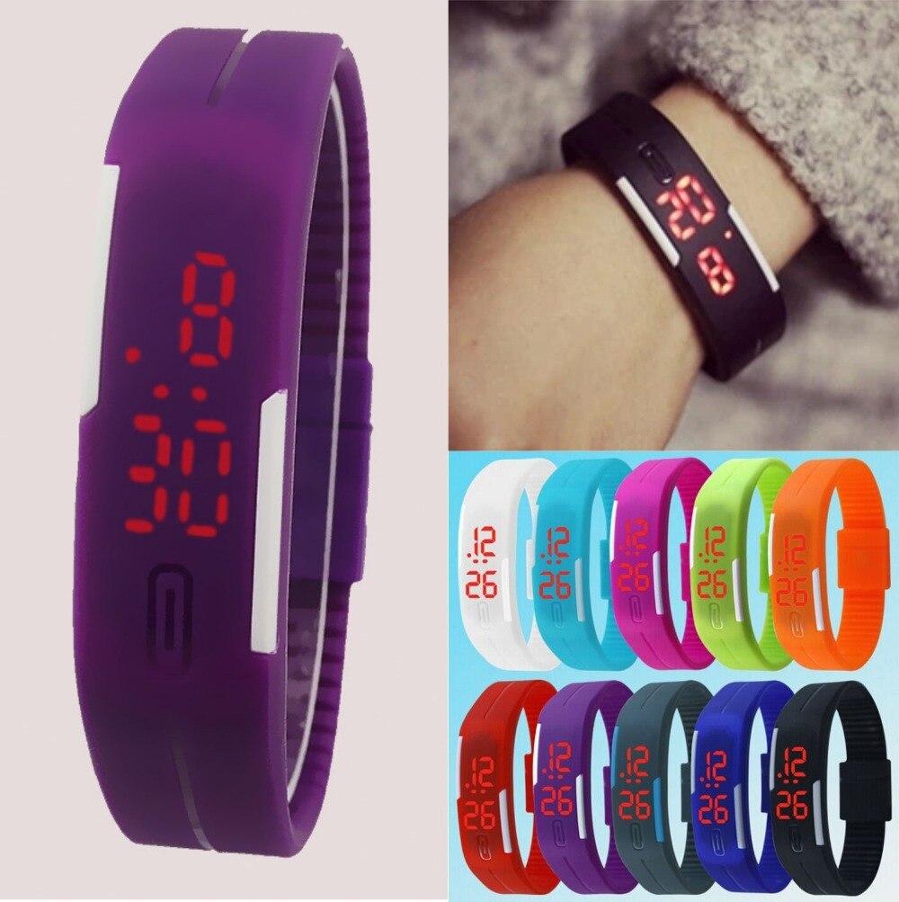 Mode Led Horloges Snoep Kleur Siliconen Rubber Touch Screen Digitale Horloges, Vrouwen Mannen Armband Sport Horloge