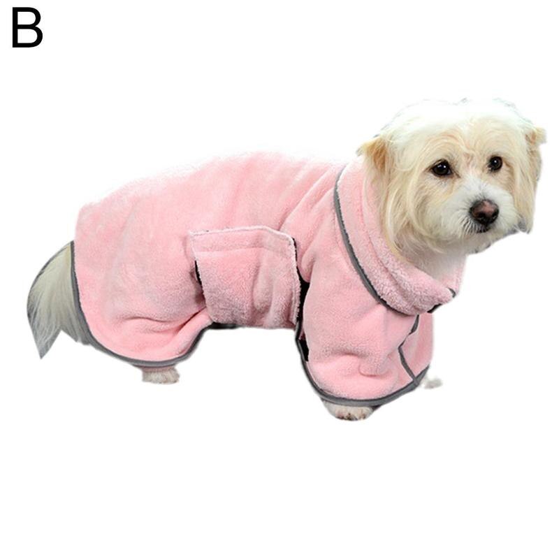 Manteau de séchage en microfibre réglable pour chien, Super absorbant, , serviette de bain pour animaux de compagnie, fournitures de bain luxueuses, doux, A7C6: Pink / XS