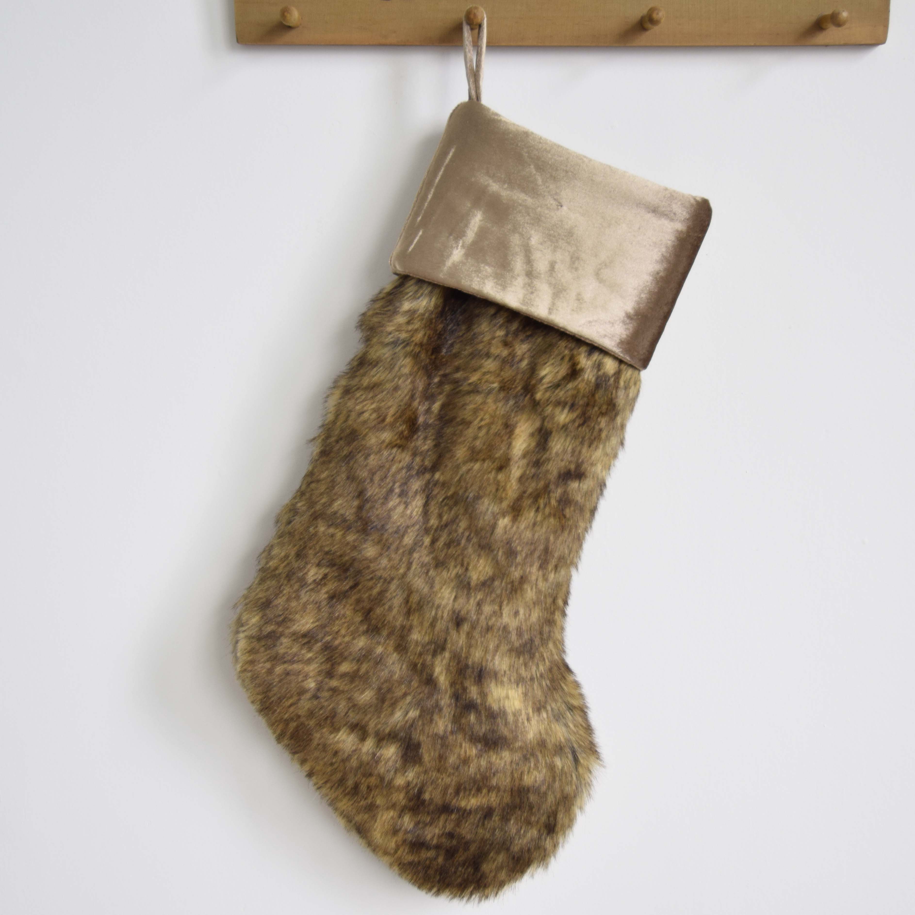 Extra grote luxe kerstsok van imitatiebont met fluwelen decoratie, manchetten, kerstboomdecoratie, festival- en feestversiering: Lichtgeel / 10 x 19 inch