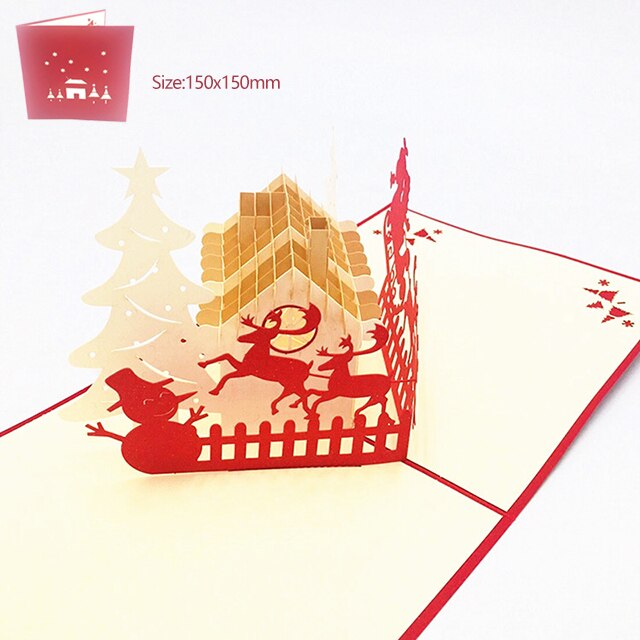 Kerst Kaart 3D Pop Up Kaarten Vrolijk Kerstfeest Winter Wenskaarten Sneeuwvlok: 11