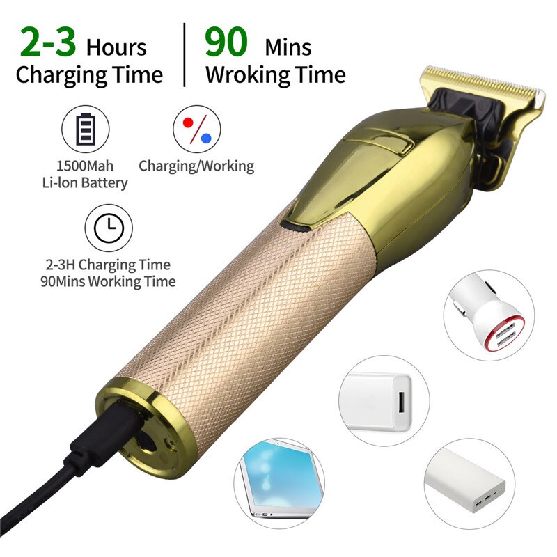 Cordless Outliner Hair Trimmer Electric Hair Clipper Cutting Low Noise Rechargeable Blade Razor Shaver Machine 50