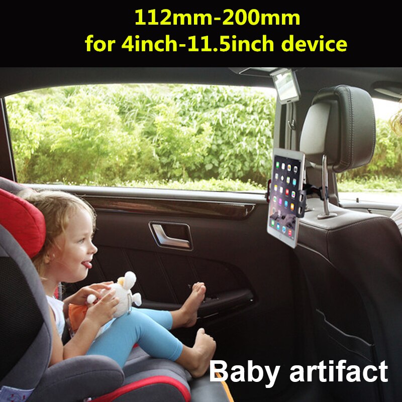 Car Headrest Tablet Holder - 4-11 inch Extendable & 360° Rotatable Mount - Metal Stand for Phones & iPads