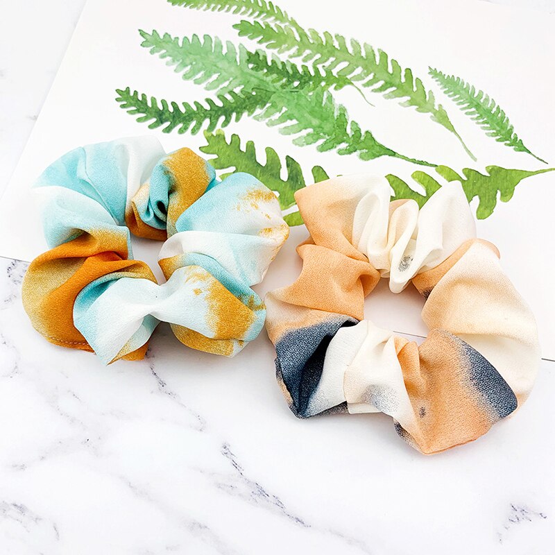 Tie-Verven Scrunchies Paardenstaart Houder Haar Das Meisjes Haar Ring Tie-Dye Print Elastische Haarbanden Vrouwen Creatieve haar Accessoires
